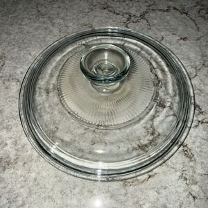 Pyrex Corning 65C Replacement Lid 7.75" Round Clear Glass Ribbed Fits 1.5qt